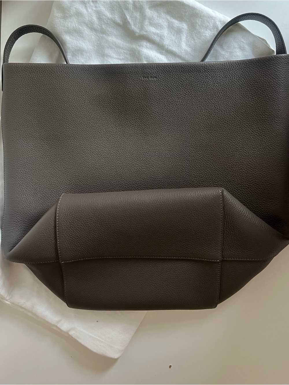 The Row Park Tote Large in Calf Leather Elephant Grey